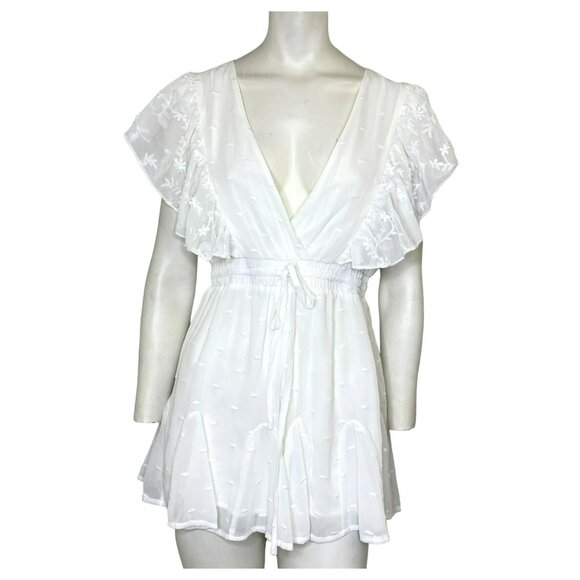 The Clothing Company Flutter Sleeve V-Neck Dot Romper Size Small NWT - Picture 4 of 5